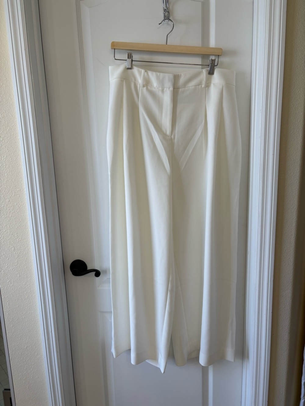 Chico’s Wide Leg Pants Womens 2R US 12R Ivory High Rise Career Dress Pants